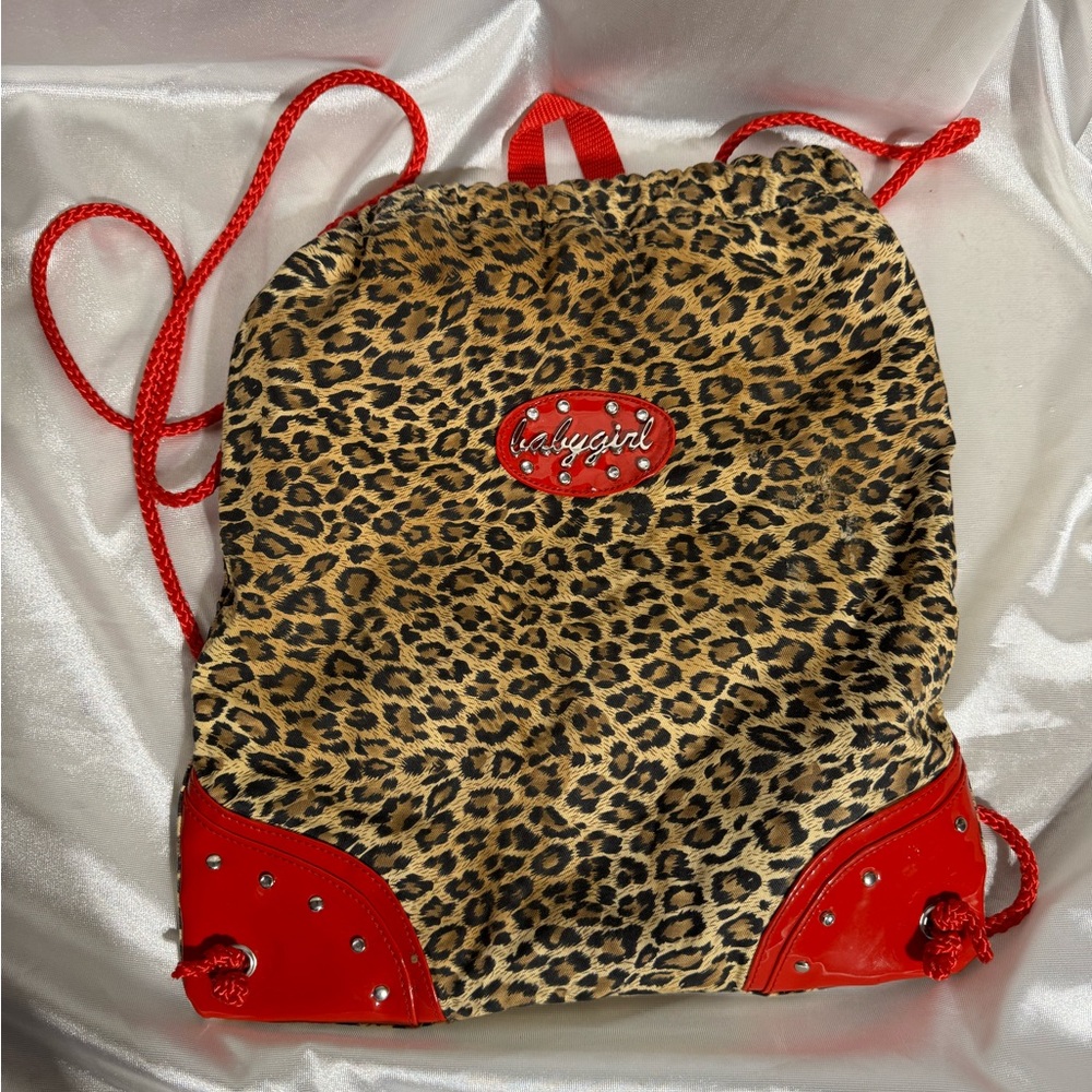 Leopard Print Beige/Black Tote Bag with Red Trim by BabyGirl